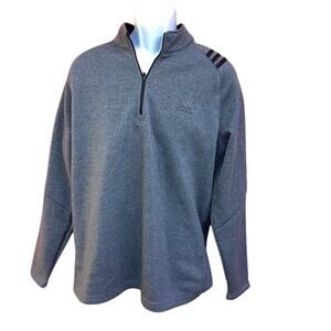 Adidas Men's Gray Fleece Quarter Zip Pullover Top Size L‎ Golf Casual